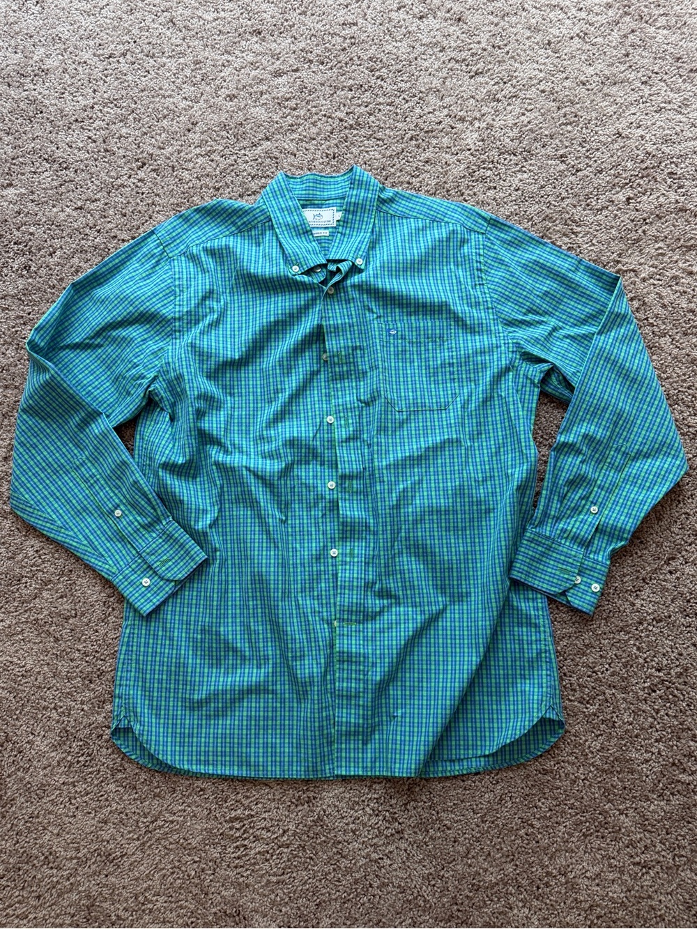 Button-Down Plaid Shirt in Teal and Green Southern Tide